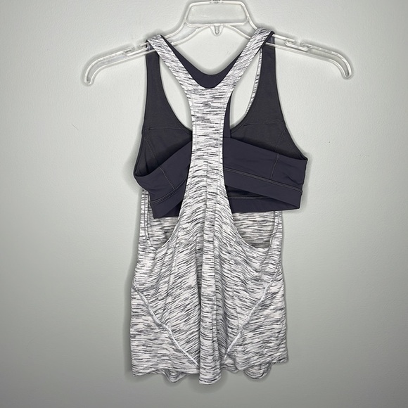 Lululemon On Track Tank in Tiger Space Dye Black White / Dark Carbon Sz 8! - Picture 10 of 13